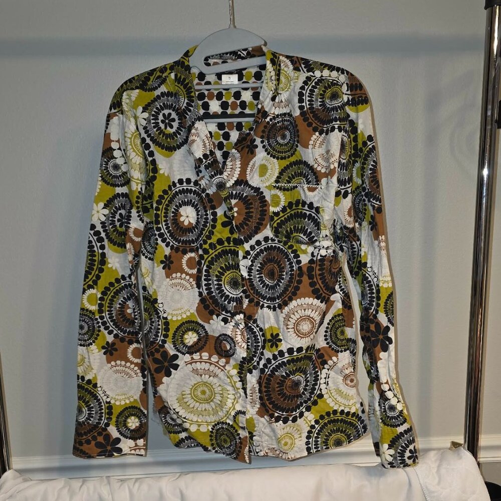 Vera Bradley Button Front Shirt Blouse Top Cotton Steampunk Witchy Witch